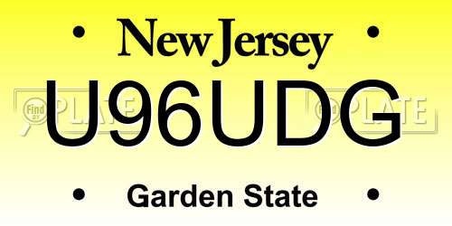 U96UDG New Jersey License Plate