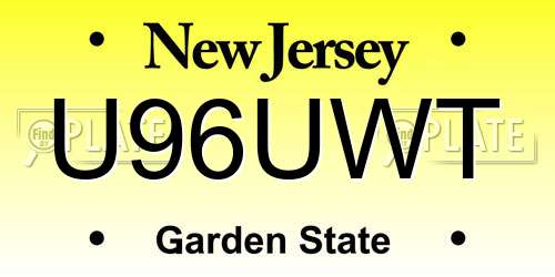 U96UWT New Jersey License Plate