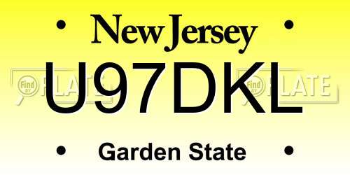 U97DKL New Jersey License Plate