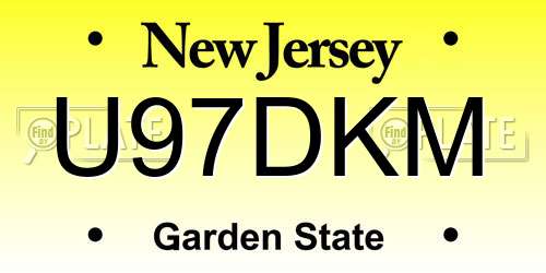 U97DKM New Jersey License Plate