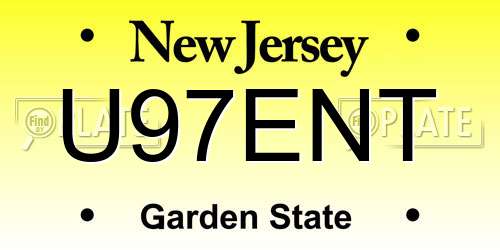 U97ENT New Jersey License Plate