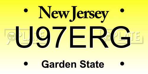 U97ERG New Jersey License Plate