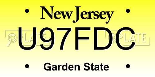 U97FDC New Jersey License Plate