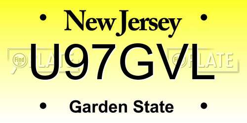 U97GVL New Jersey License Plate