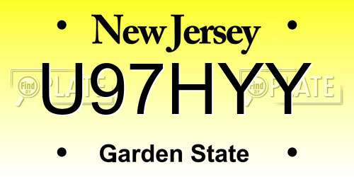 U97HYY New Jersey License Plate
