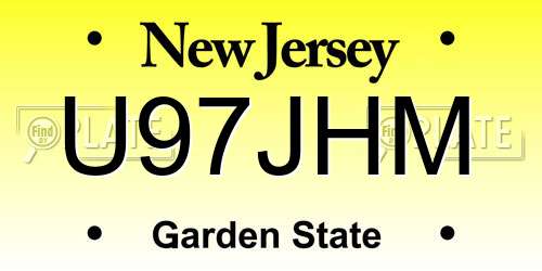 U97JHM New Jersey License Plate