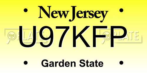 U97KFP New Jersey License Plate