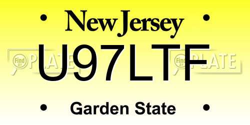 U97LTF New Jersey License Plate