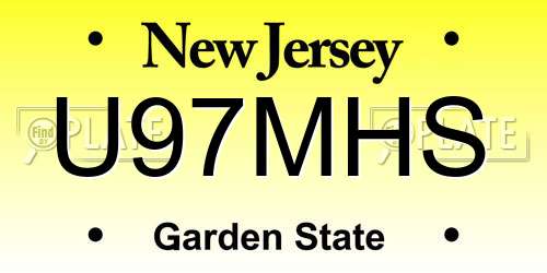 U97MHS New Jersey License Plate