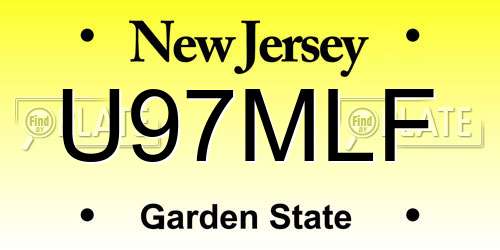U97MLF New Jersey License Plate