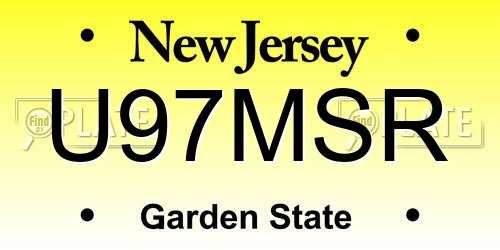 U97MSR New Jersey License Plate