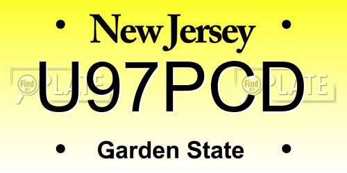 U97PCD New Jersey License Plate