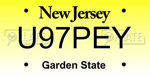 U97PEY New Jersey License Plate