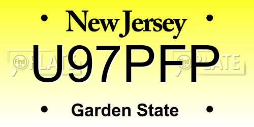 U97PFP New Jersey License Plate