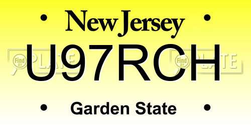 U97RCH New Jersey License Plate