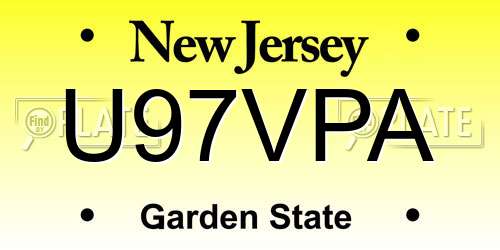 U97VPA New Jersey License Plate