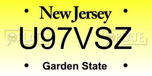 U97VSZ New Jersey License Plate