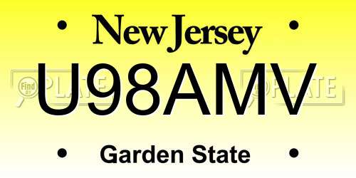 U98AMV New Jersey License Plate