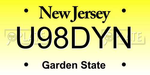 U98DYN New Jersey License Plate