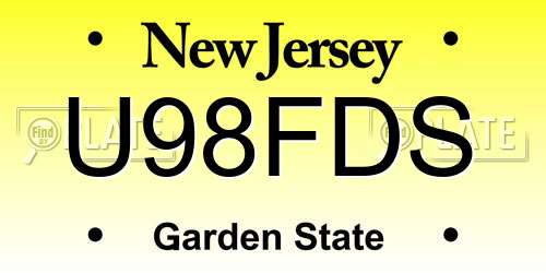 U98FDS New Jersey License Plate