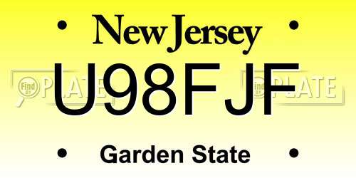 U98FJF New Jersey License Plate
