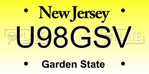 U98GSV New Jersey License Plate