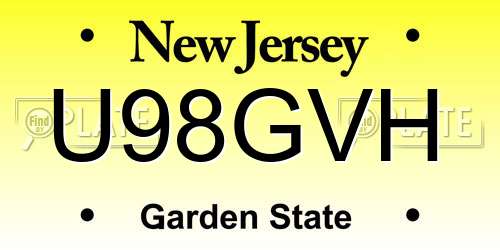 U98GVH New Jersey License Plate