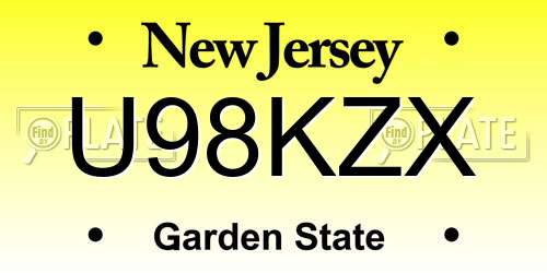 U98KZX New Jersey License Plate