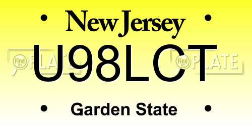 U98LCT New Jersey License Plate