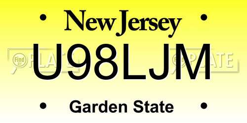 U98LJM New Jersey License Plate