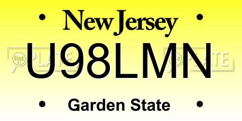 U98LMN New Jersey License Plate