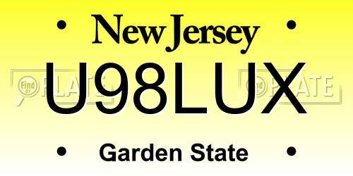 U98LUX New Jersey License Plate