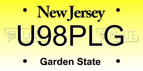 U98PLG New Jersey License Plate