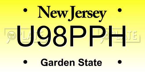 U98PPH New Jersey License Plate