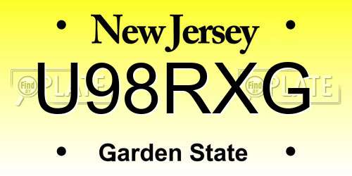 U98RXG New Jersey License Plate