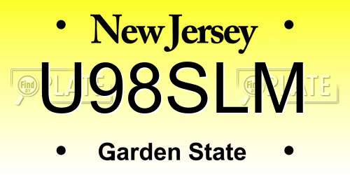 U98SLM New Jersey License Plate
