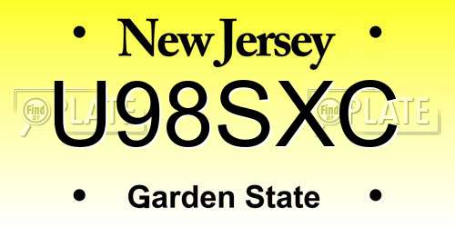 U98SXC New Jersey License Plate