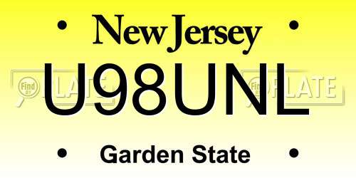 U98UNL New Jersey License Plate