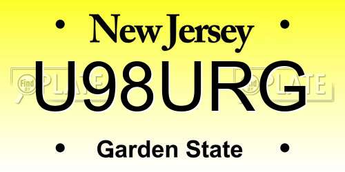 U98URG New Jersey License Plate
