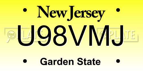 U98VMJ New Jersey License Plate
