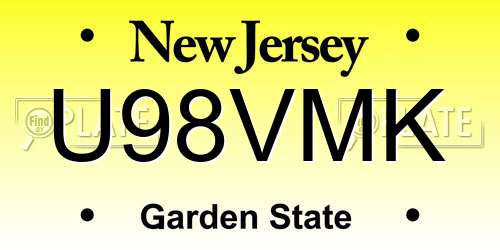 U98VMK New Jersey License Plate