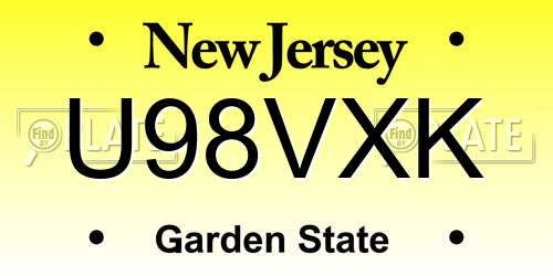 U98VXK New Jersey License Plate