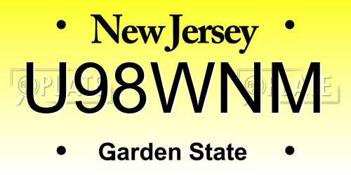 U98WNM New Jersey License Plate