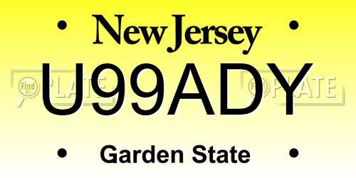 U99ADY New Jersey License Plate