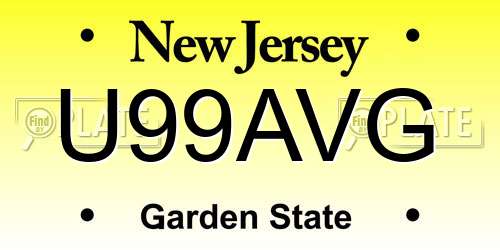 U99AVG New Jersey License Plate