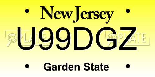 U99DGZ New Jersey License Plate