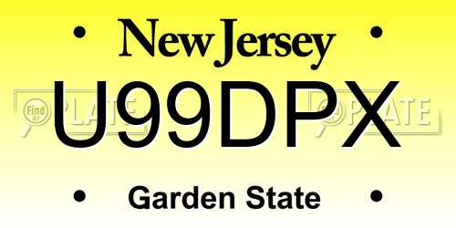U99DPX New Jersey License Plate