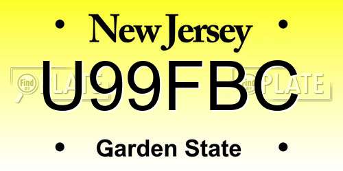 U99FBC New Jersey License Plate