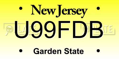 U99FDB New Jersey License Plate