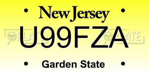 U99FZA New Jersey License Plate